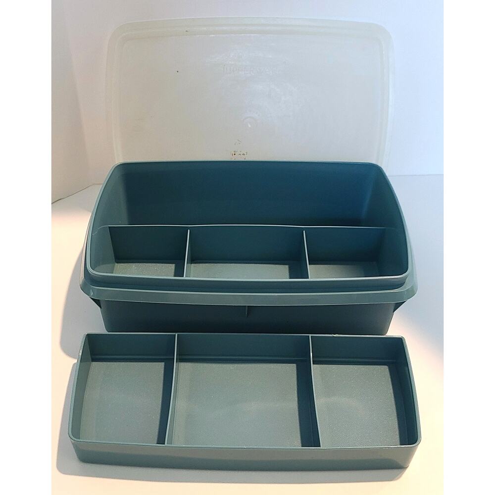 Tupperware Tuppercraft Stow N Go Organizer Blue 767-2 Vintage 1970s